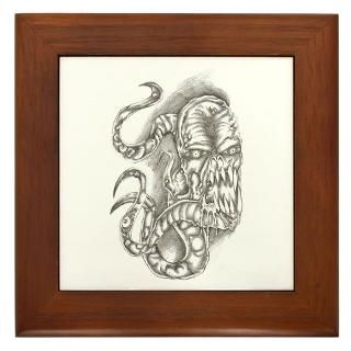 Dark Demon Sketch Framed Tile