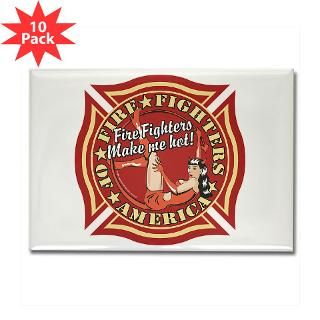 Patriotic Fire Fighter Pinup Girl Rectangle Magnet