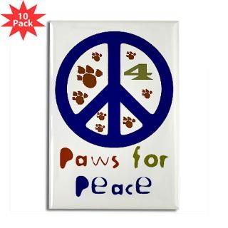 Paws for Peace Navy Rectangle Magnet (10 pack)