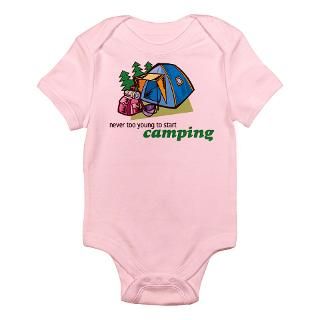 Never Too Young to Start Camping Infant Creeper Body Suit by beemybaby