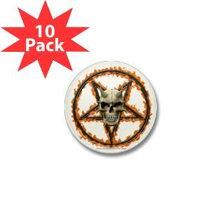 Demon Skull & Burning Pentagram Mini Button (10 pa