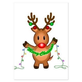 Animal Gifts  Animal Invitations  Merry Rudolph 3.5 x 5 Flat Cards