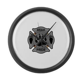 Bear Pride Firefighter Badge Large Wall Clock