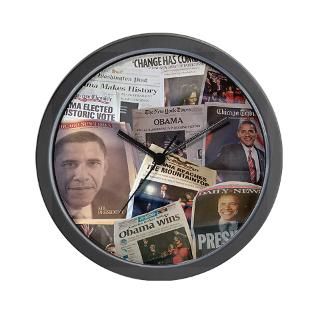 Obama Victory Headline Collag Wall Clock
