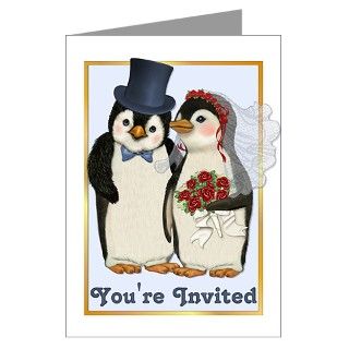 Gifts  Bouquet Greeting Cards  Penguin Wedding   Invitation Card