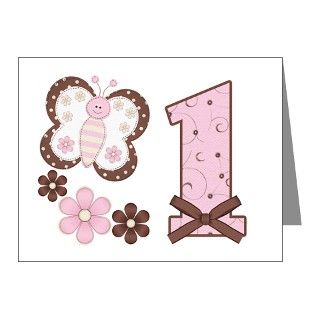 Note Cards  Pink Butterfly First Birthday Invitations (10 Pk