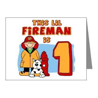 Birthday Note Cards  Fireman First Birthday Invitations (Pk of 10