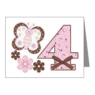 Pink Butterfly 4th Birthday Invitations (Pk of 10)