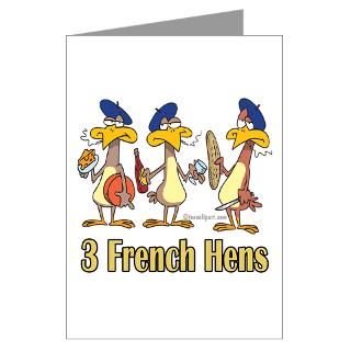 Three French Hens Greeting Cards  Buy Three French Hens Cards