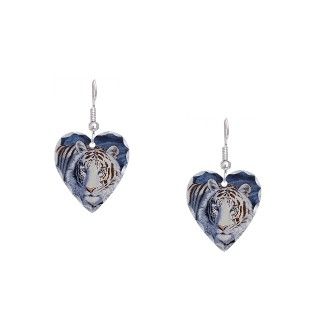 White Tiger Gifts  White Tiger Jewelry  White Tiger Earring Heart