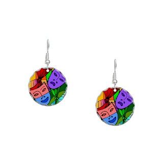 Bright Gifts  Bright Jewelry  Abstract Masks Earring Circle Charm