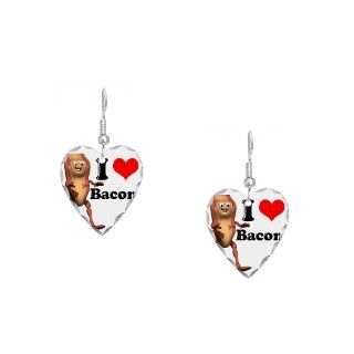 Bacon Gifts  Bacon Jewelry  I Heart (Love) Bacon Earring Heart Charm