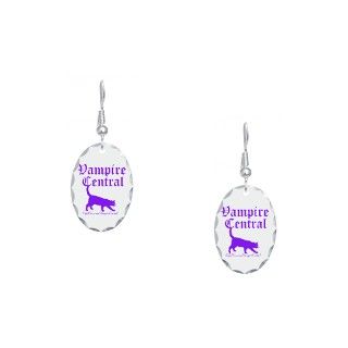 Cat Gifts  Cat Jewelry  Vampire Central Purple Cat Earring Oval