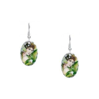 Art Gifts  Art Jewelry  Lily of the Valley Romantic Earring Oval
