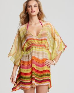 Echo Neon Striped Chiffon Butterfly Coverup