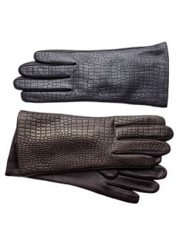 Charter Club Gloves, Croc Embossed Leather Gloves