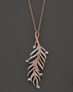 Diamond Feather Pendant Necklace in 14K Rose Gold, .20 ct. tw