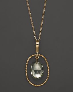 Angeleno 14K Yellow Gold Simple Framed Green Amethyst Necklace, 18