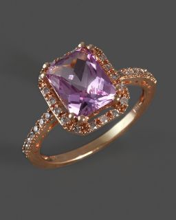 Pink Amethyst & Diamond Cocktail Ring in 14K Rose Gold