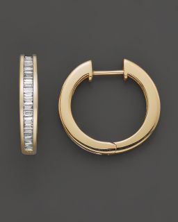 Diamond Channel Set Hoop Earrings in 14 Kt. Yellow Gold, 0.50 ct. t.w