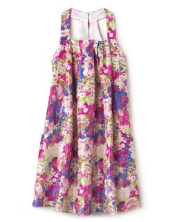 Girls Floral Printed Shantung Dress   Sizes 7 14