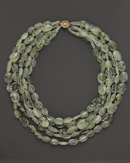 Five Strand Prehnite and Green Amethyst Necklace, 17