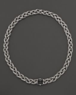 Chain Small Braided Necklace with Black Sapphire, 18