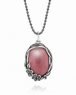 PANDORA Pendant Necklace   Sterling Silver, Rhodonite & Grey Crystal