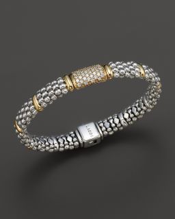Lagos Caviar™ Oval Rope Bracelet with 18 Kt. Stations and Diamonds