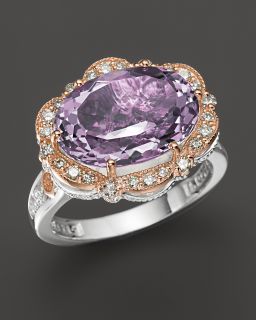 Tacori Diamond And Rose Amethyst East/West Ring Set In Sterling Silver