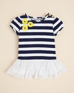 Infant Girls Short Sleeve Striped Ruffle Tunic   Sizes 12 24 Months