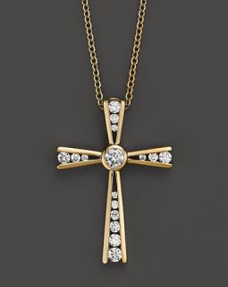 Cross Necklace Set In 14K Yellow Gold, .30 ct. t.w.