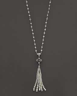 Silver Luna Pearl Tassel Pendant Necklace, 36