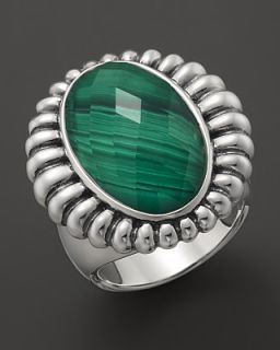 Lagos Venus Link Sterling Silver Fluted Ring with Malachite Doublet