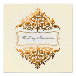 Classic Gold/Orange Ornate Wedding Invitations