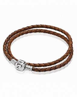 PANDORA Bracelet   Brown Leather Double Wrap with Sterling Silver