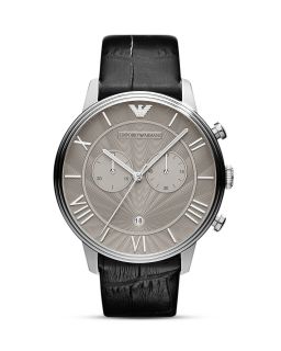 Emporio Armani Black Leather Watch, 46mm