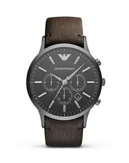 Emporio Armani Brown Leather Strap Watch, 46mm