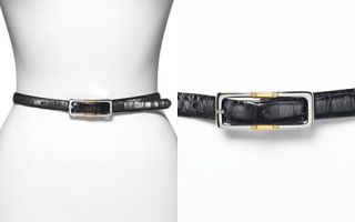Lauren Ralph Lauren Italian Croco Leather Reversible Skinny Belt, 0.60