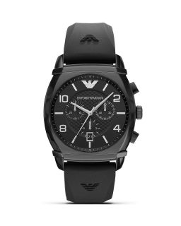 Emporio Armani Round Black Silicone Watch, 54mm