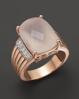 Moonstone and Diamond Ring in 14K Pink Gold, .14 ct. t.w