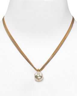 Majorica Womens 16mm Baroque Man made Pearl Multstrand Chain Necklace