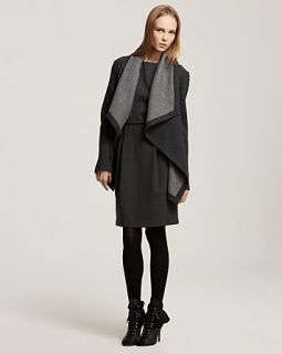 Lafayette 148 New York Bicolor Wool Draped Cloak Jacket