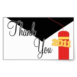 Thank You 2011 Cap And Tassel Label (Red) Rectangular Sticker