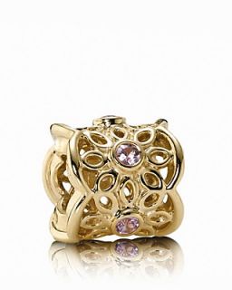 PANDORA Charm   14K Gold & Pink Sapphire Golden Radiance