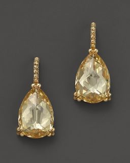Judith Ripka 18K Gold Pear Shape Canary Crystal Calypso Earrings