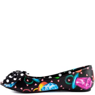 Iron Fists Multi Color Ring Pop Peep toe Flat   Black for 49.99