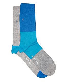 Peter Werth 2pk Mercerised cotton socks Multi Coloured   