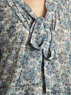 Lovedrobe Ditsy print tie neck blouse Blue   
