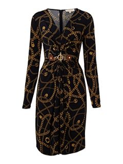 Michael Michael Kors Long sleeved chain print dress Navy   House of